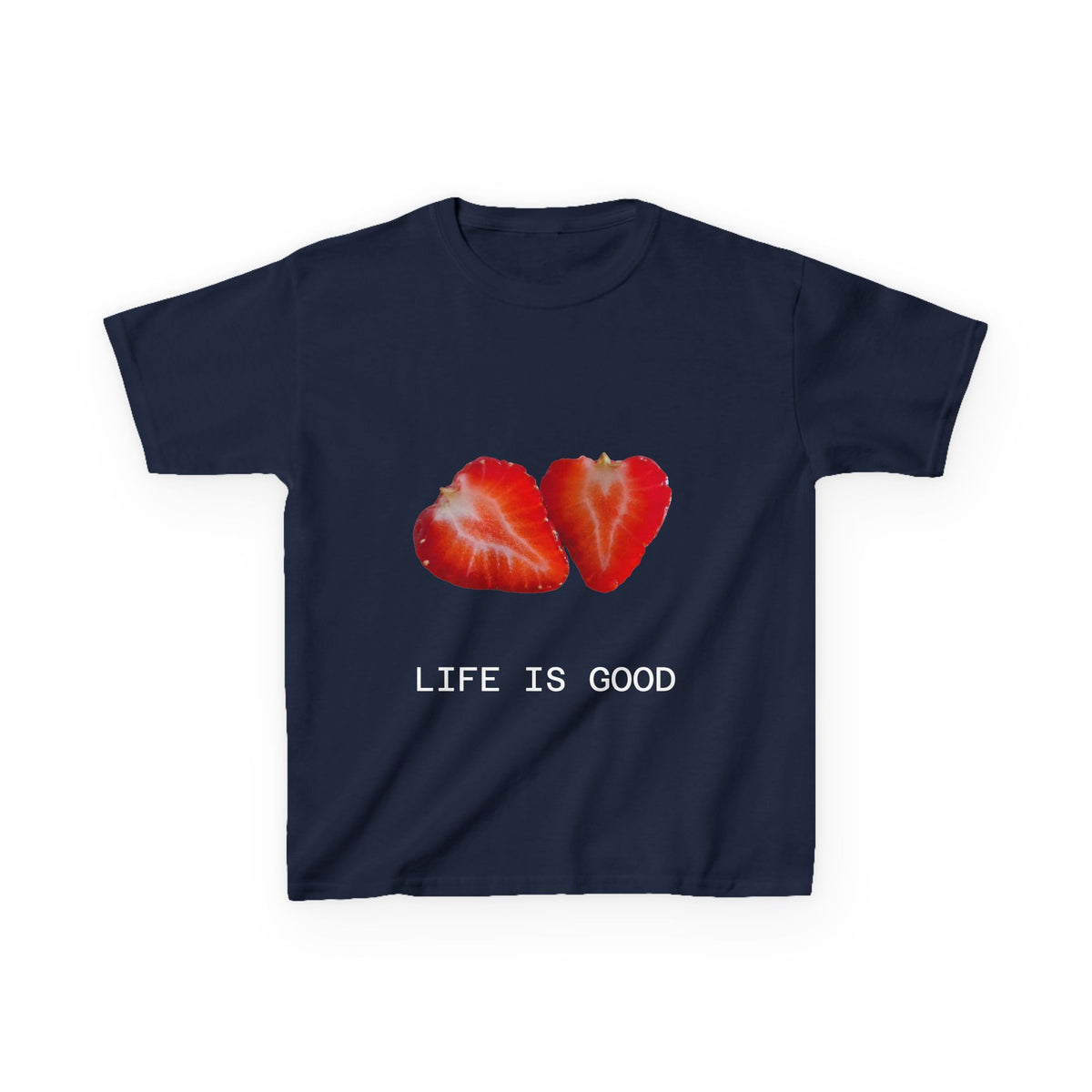 Kids Strawberry Heart Tee — Cute Fruit Graphic Playful Kids T-Shirt