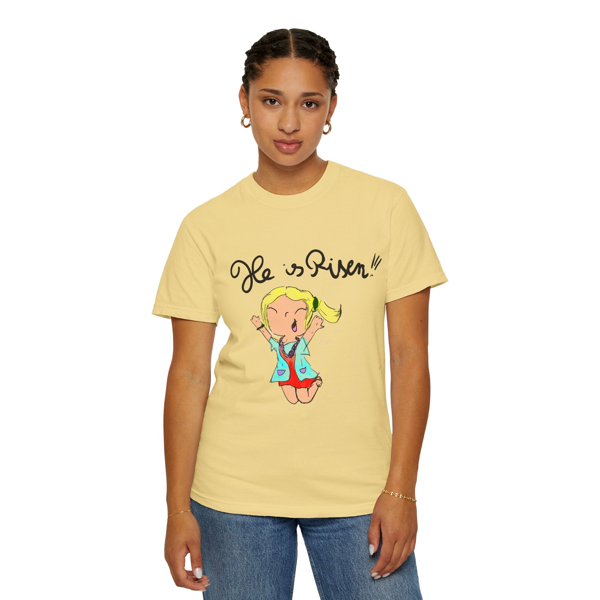 He Is Risen! Kids’ Hand-Drawn T-Shirt — Child Art Tee