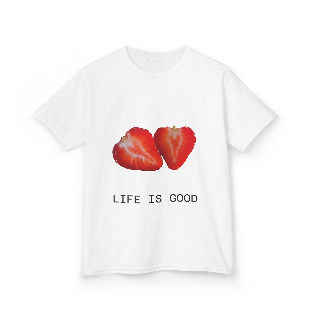 Kids Strawberry Heart Tee — Cute Fruit Graphic Playful Kids T-Shirt