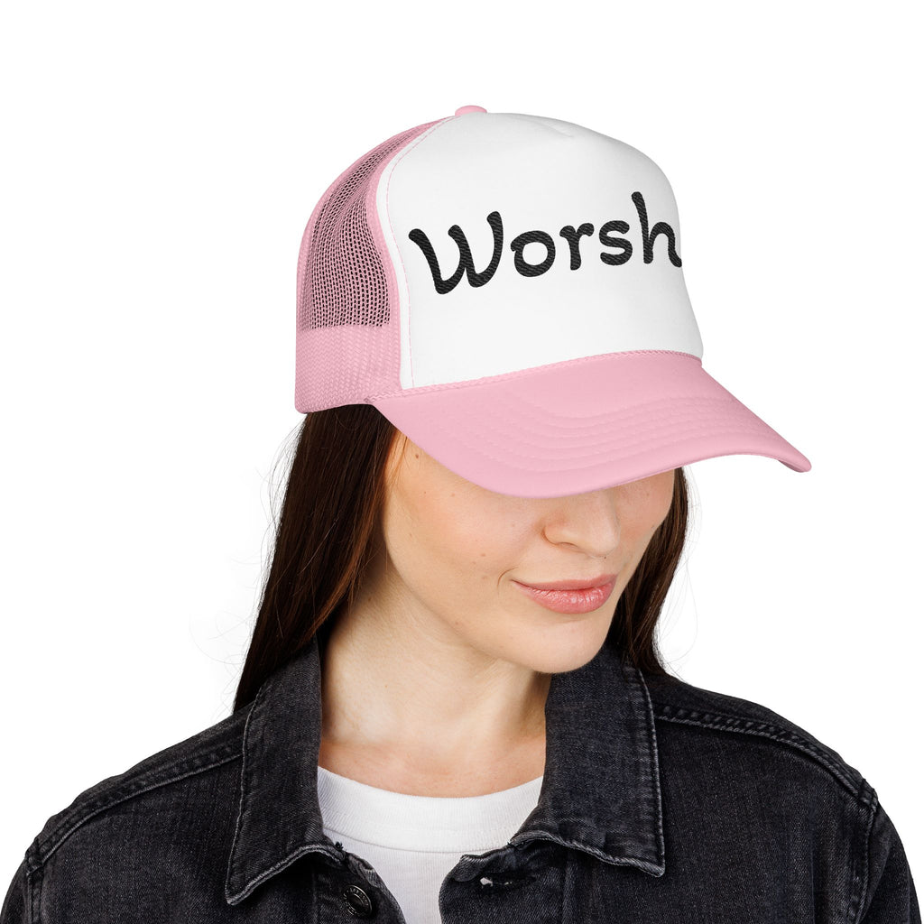 Worship Team Foam Trucker Hat — 'Worship' Church Camp & Service Cap