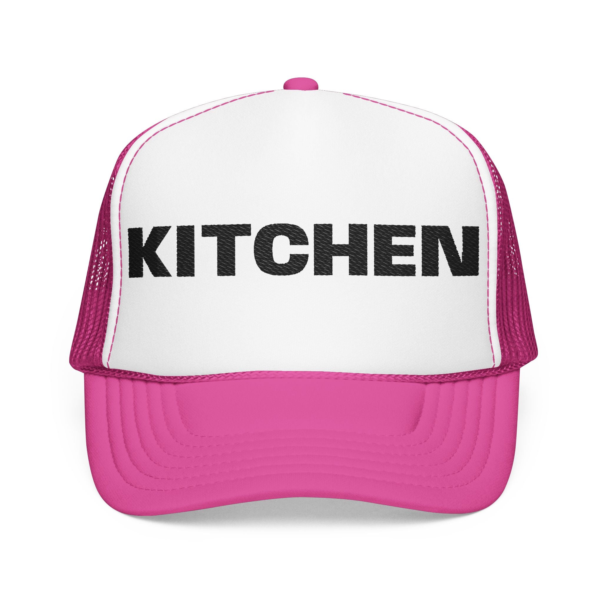 Kitchen Trucker Hat — Retro Foam Front Cap with Bold 'KITCHEN' Text