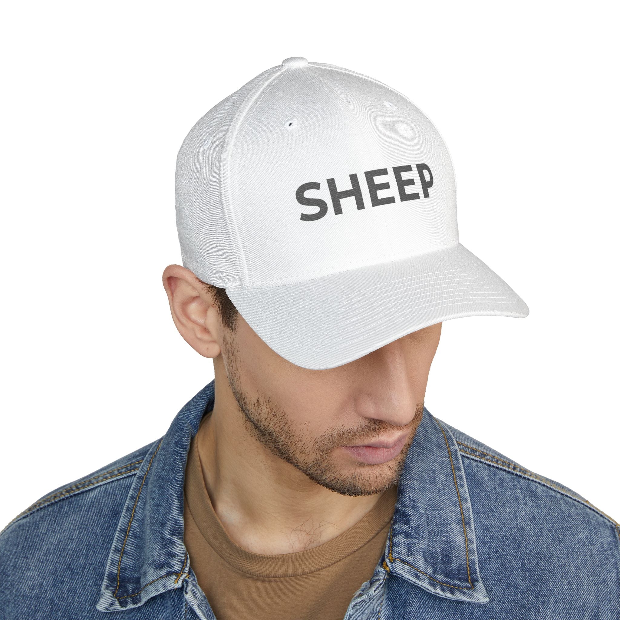 Embroidered 'SHEEP' Closed-Back Cap