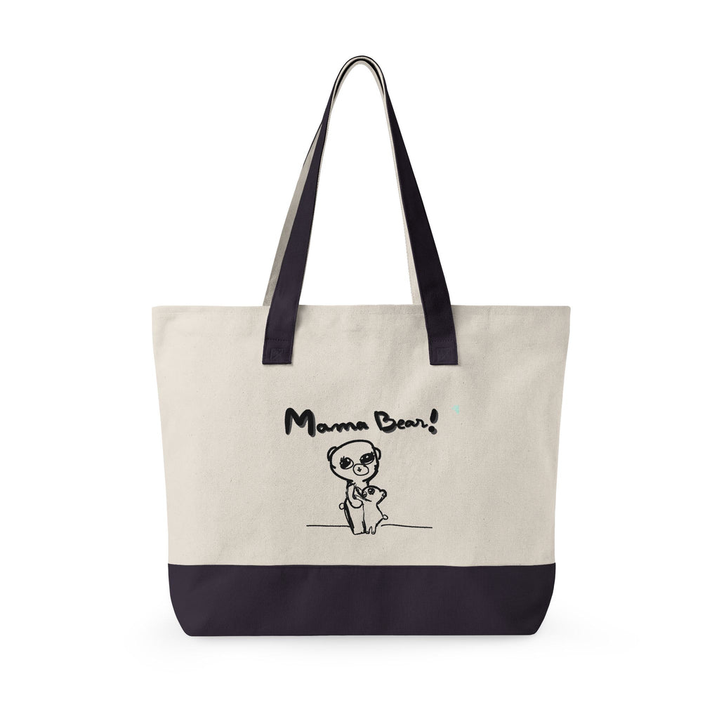 Mama Bear Canvas Tote Bag — Cute Hand-Drawn Mom & Baby Design