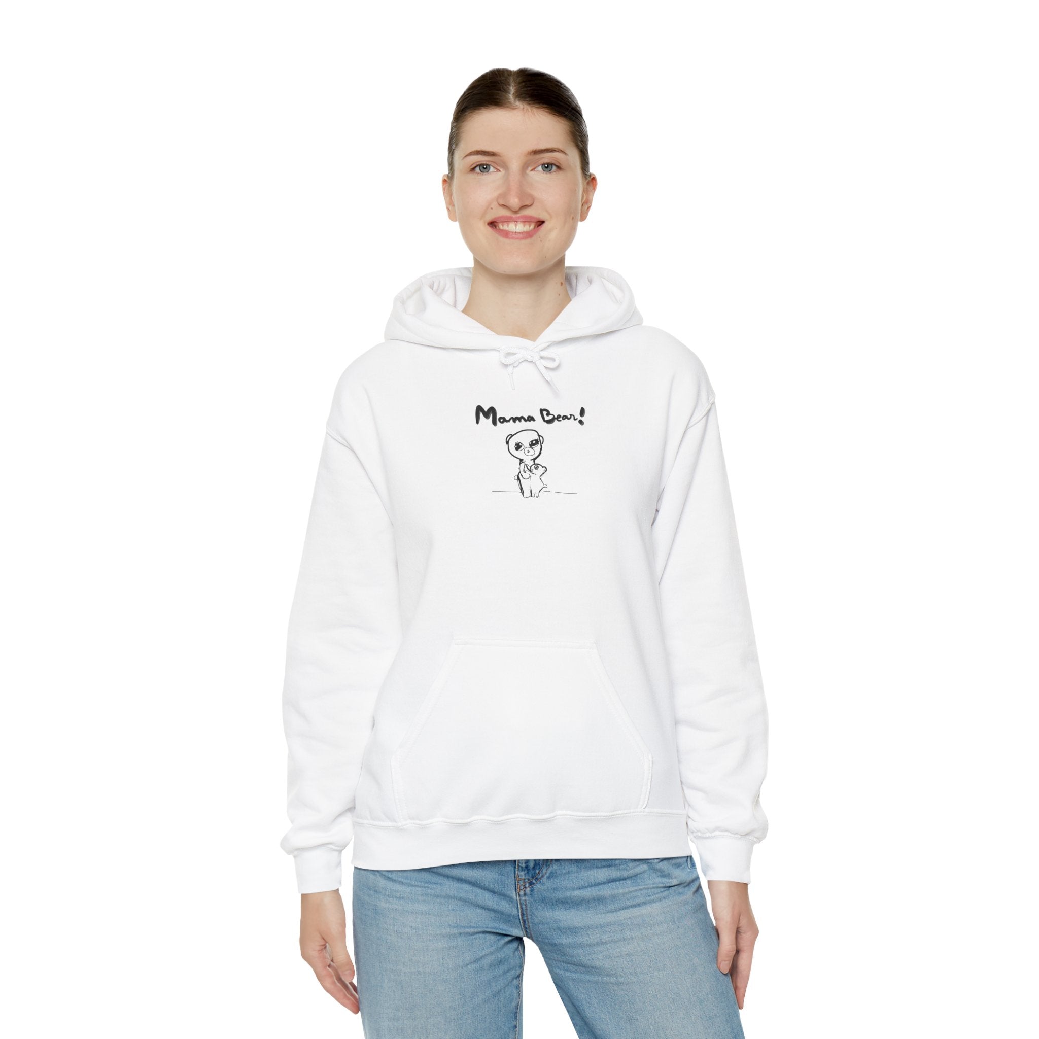 Mom & Child Hand-Drawn Hoodie — Handmade Love Illustration