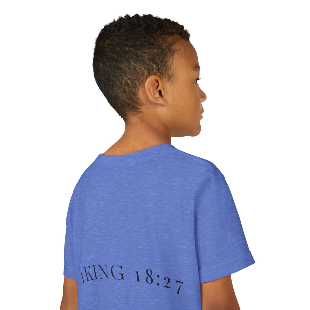 Youth T-Shirt — 1 Kings 18:27 “Don’t Fear Our God Is Strong” (Designed by 12-Year-Old)