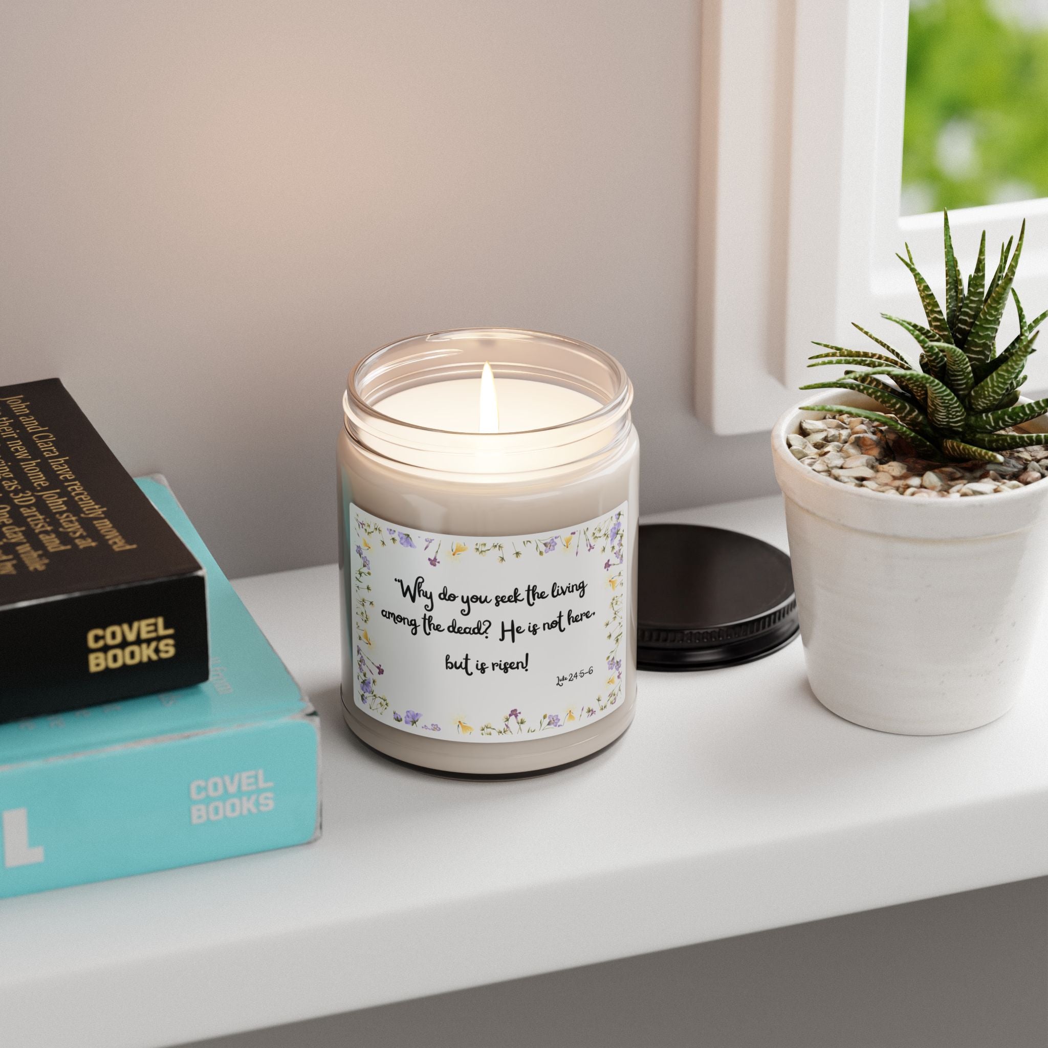 Easter Christian Scented Soy Candle — 9oz | Gift for Family & Church "He is Risen"