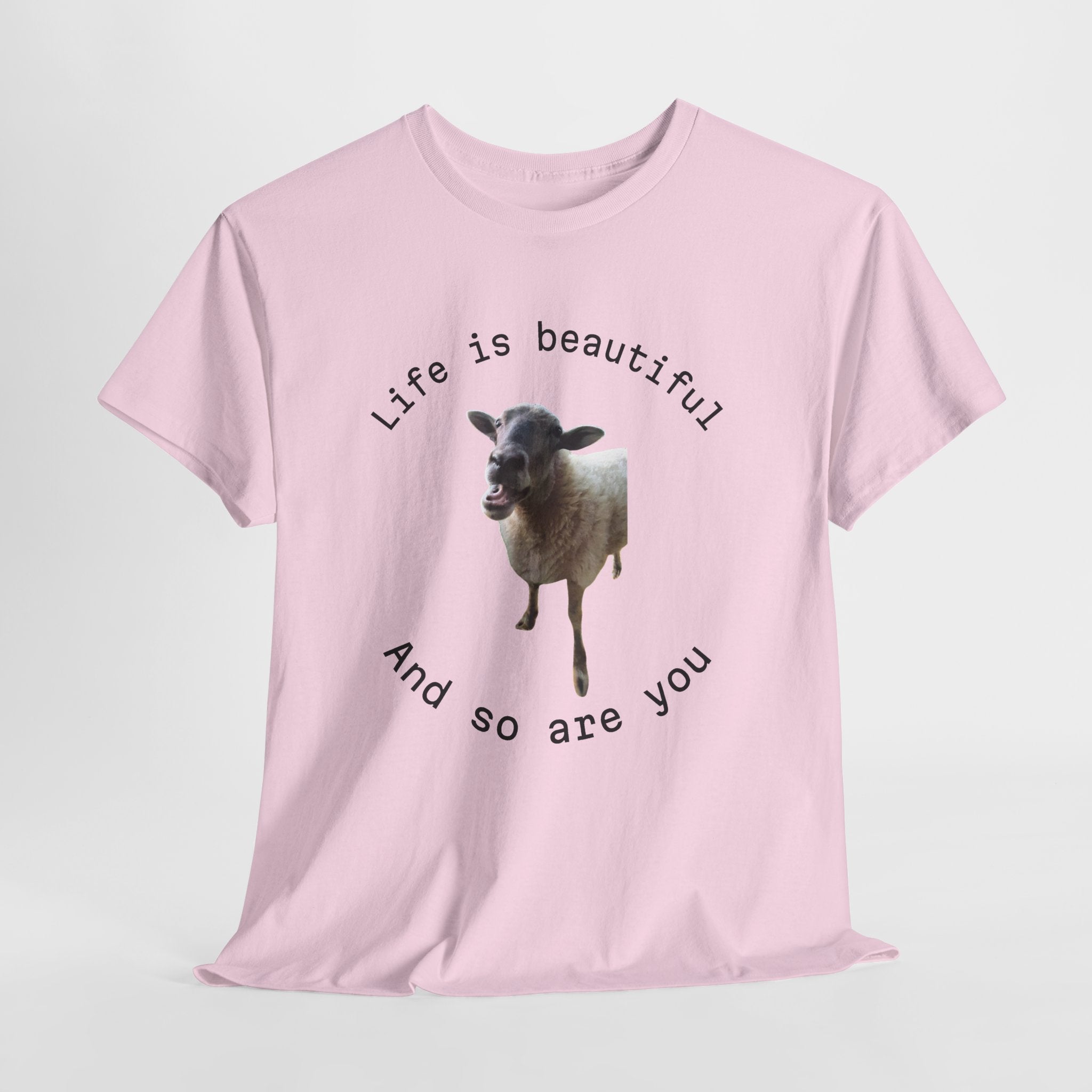 Life Is Beautiful Sheep Tee – 'Life is beautiful and so are you' Positive Graphic T-Shirt