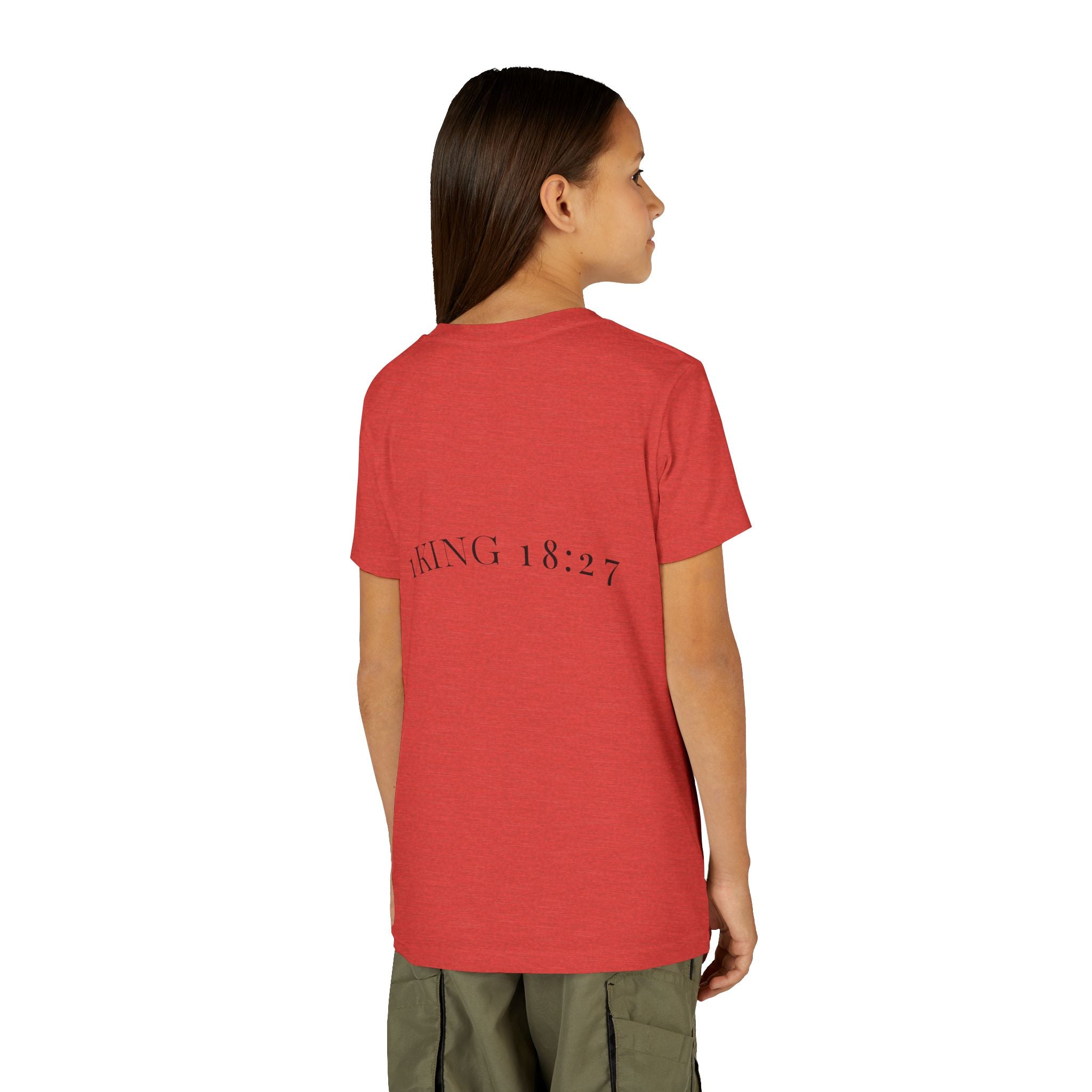 Youth T-Shirt — 1 Kings 18:27 “Don’t Fear Our God Is Strong” (Designed by 12-Year-Old)