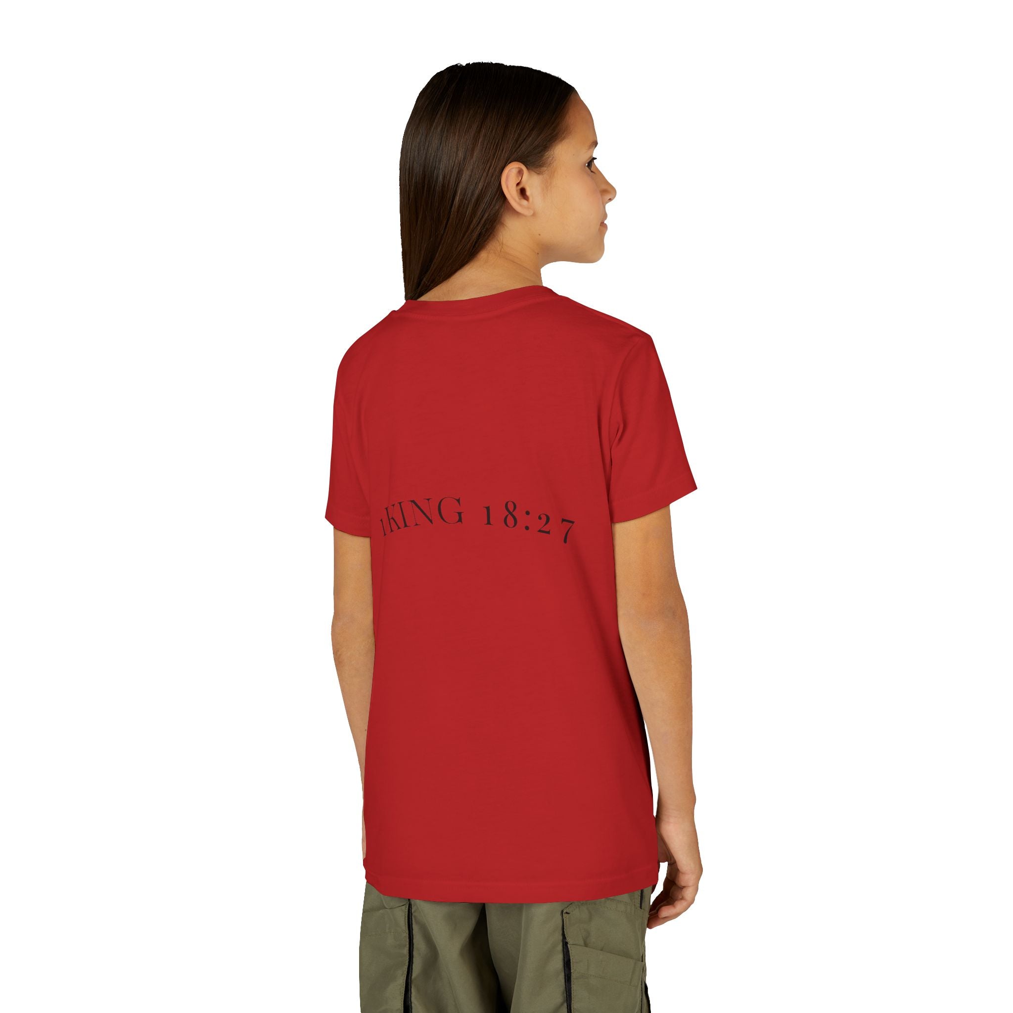 Youth T-Shirt — 1 Kings 18:27 “Don’t Fear Our God Is Strong” (Designed by 12-Year-Old)