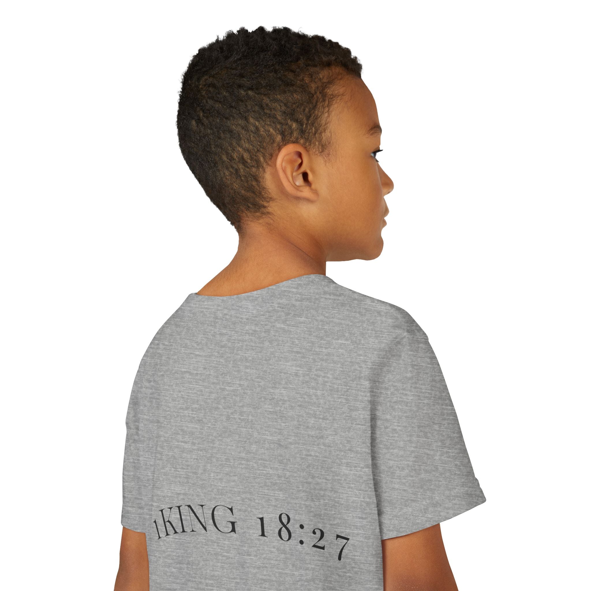 Youth T-Shirt — 1 Kings 18:27 “Don’t Fear Our God Is Strong” (Designed by 12-Year-Old)