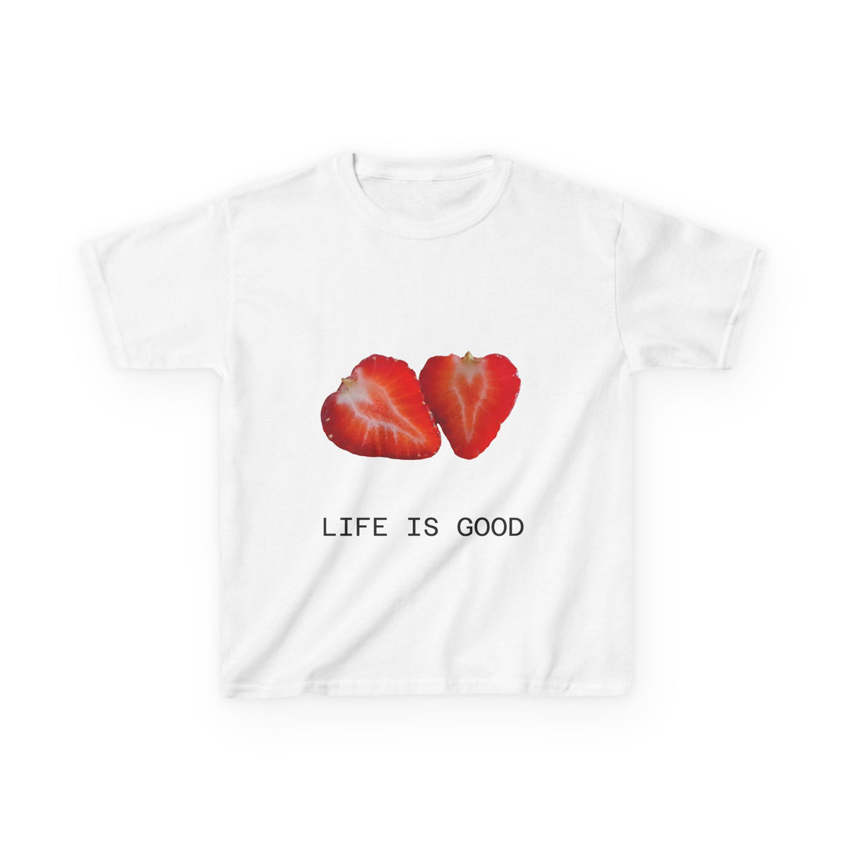 Kids Strawberry Heart Tee — Cute Fruit Graphic Playful Kids T-Shirt