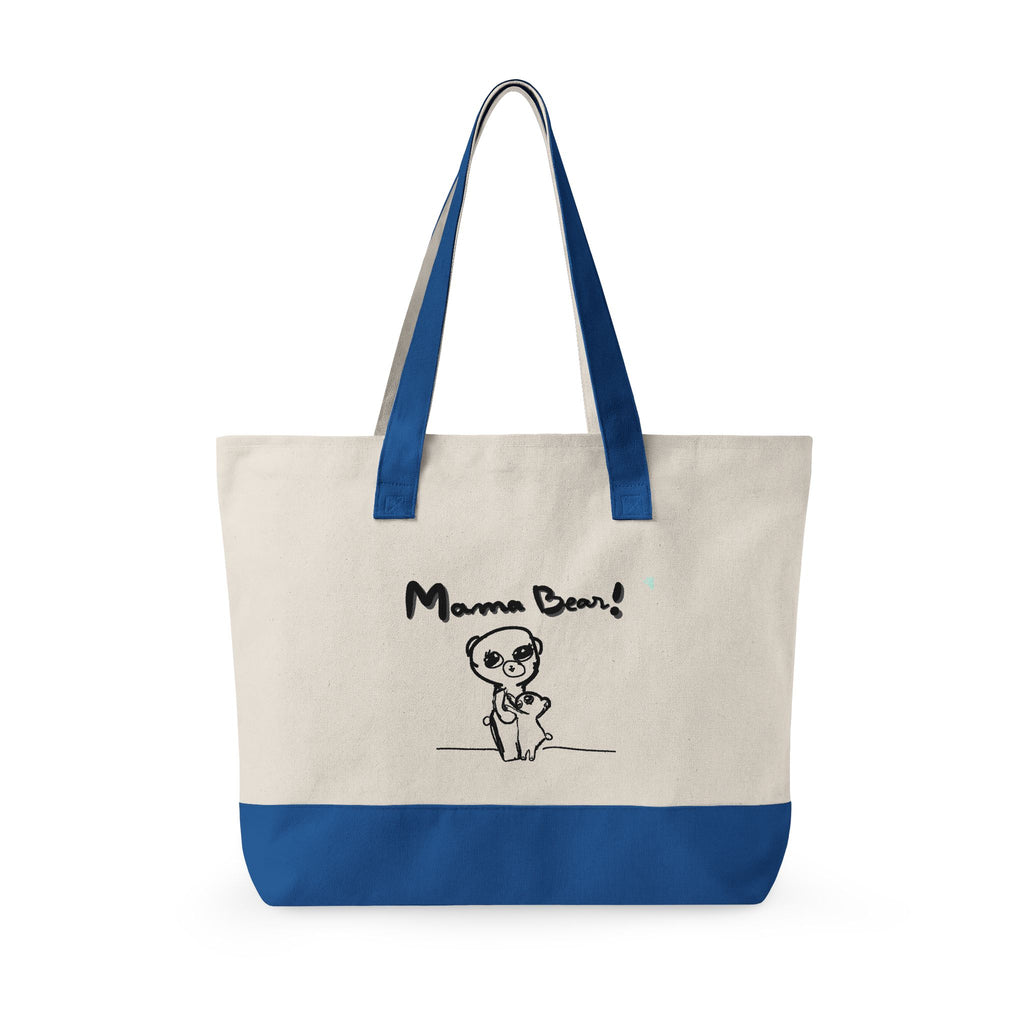 Mama Bear Canvas Tote Bag — Cute Hand-Drawn Mom & Baby Design