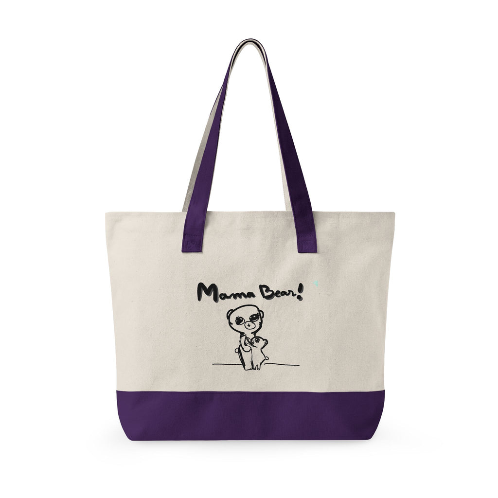 Mama Bear Canvas Tote Bag — Cute Hand-Drawn Mom & Baby Design