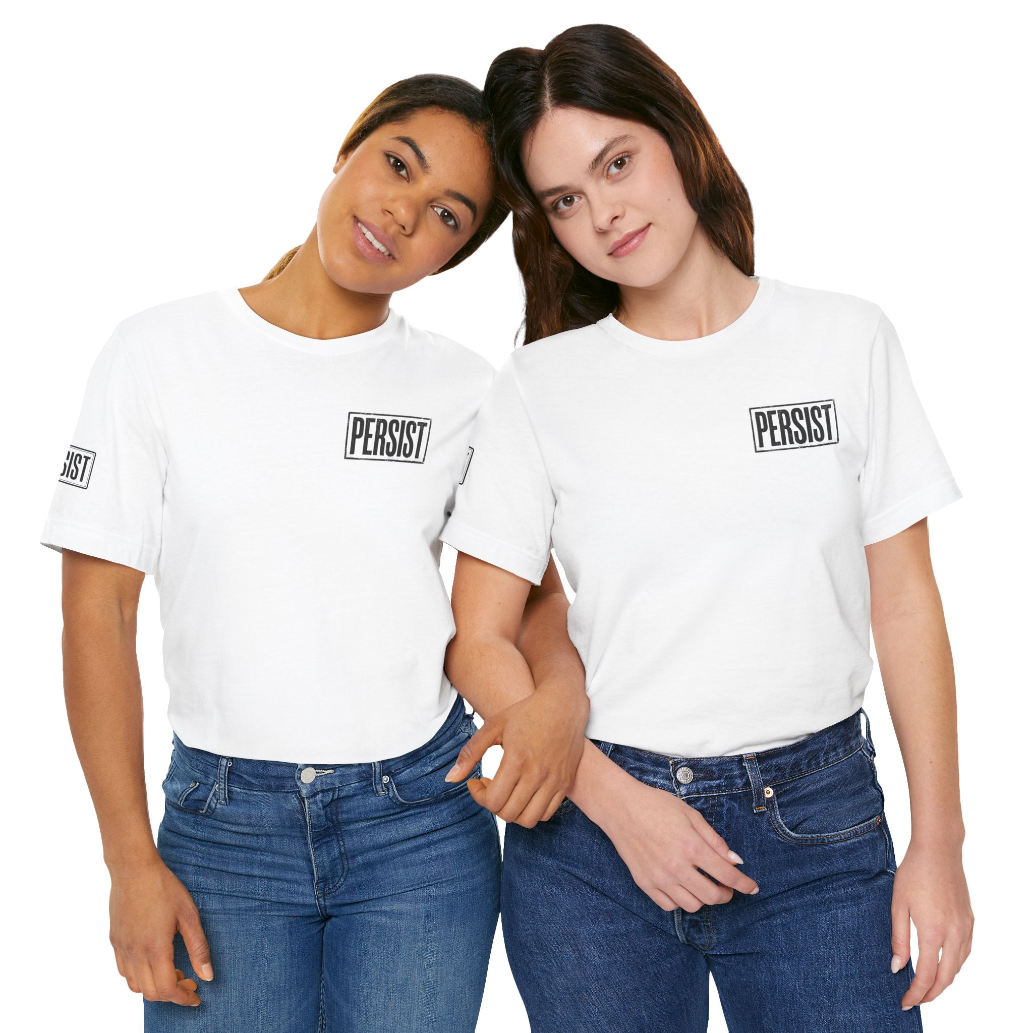 Persist Minimalist T-Shirt — Motivational Chest & Sleeve Graphic Tee
