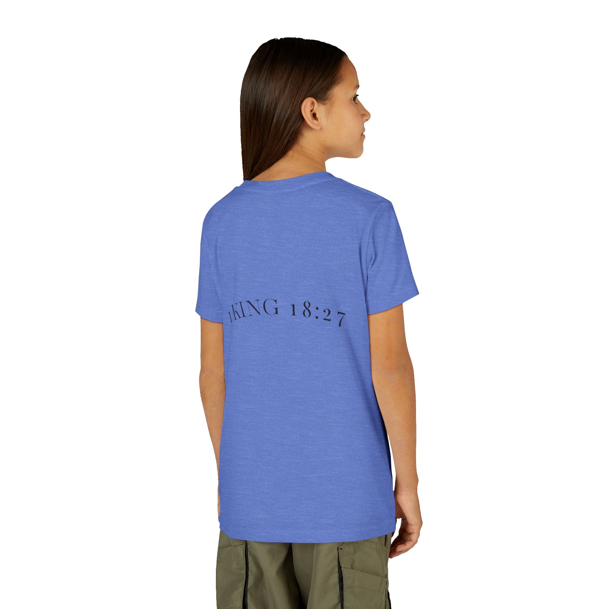 Youth T-Shirt — 1 Kings 18:27 “Don’t Fear Our God Is Strong” (Designed by 12-Year-Old)