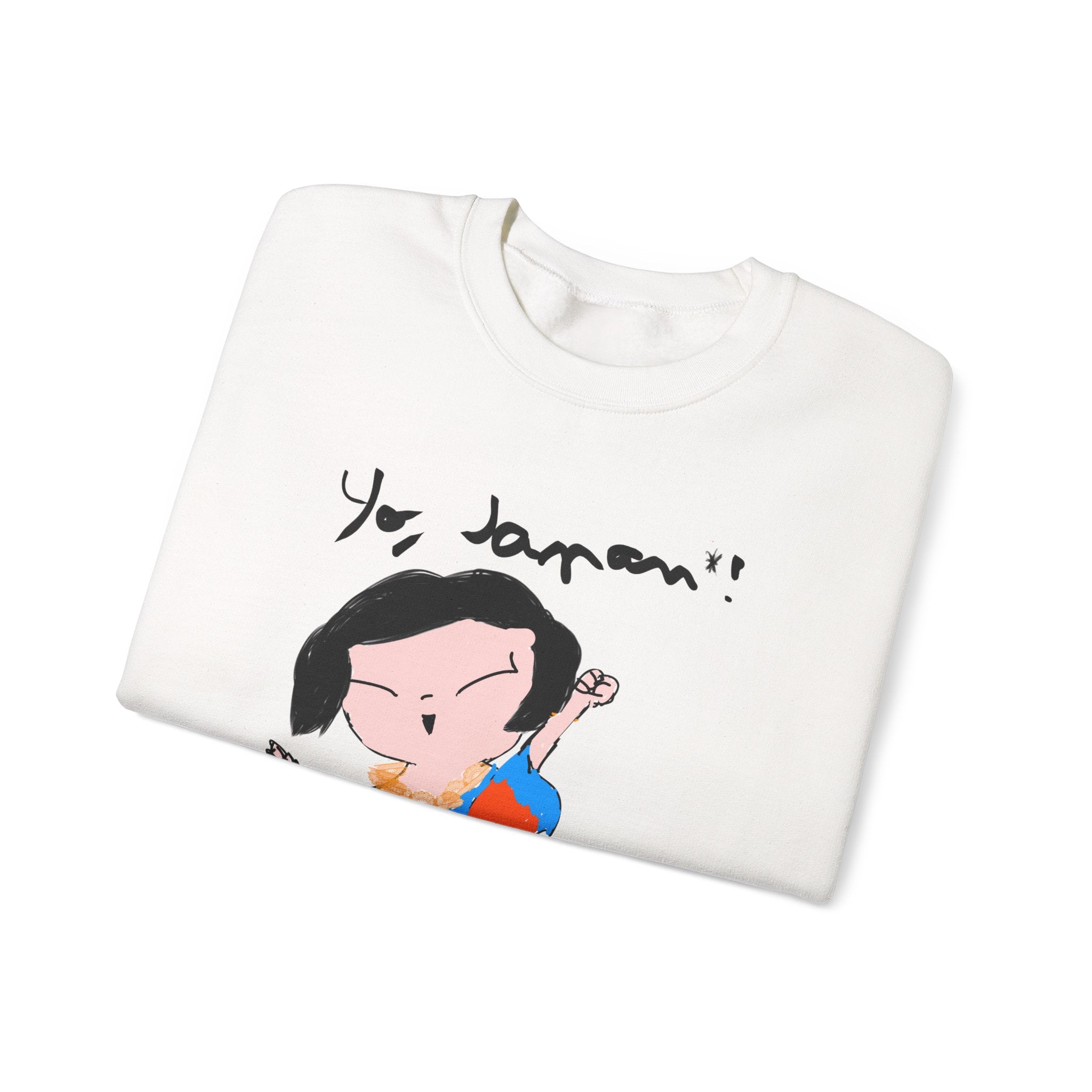 “Yo, Japan!” Hand-drawn Cute Cartoon Kid Graphic Sweatshirt