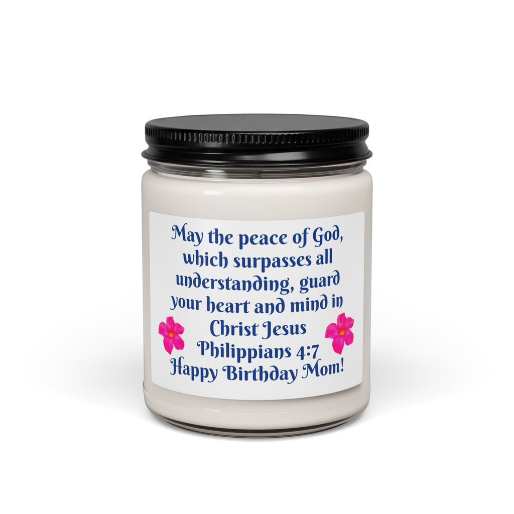 Birthday Mom Soy Candle — "Philippians 4:7" Inspirational Scented Jar (9 oz)