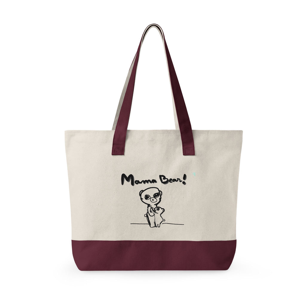 Mama Bear Canvas Tote Bag — Cute Hand-Drawn Mom & Baby Design