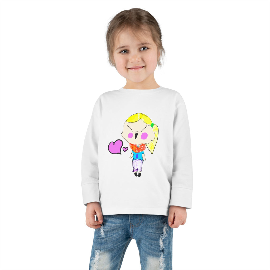 Toddler Long Sleeve Tee — Hand-Drawn Kids Art (8-Year-Old)