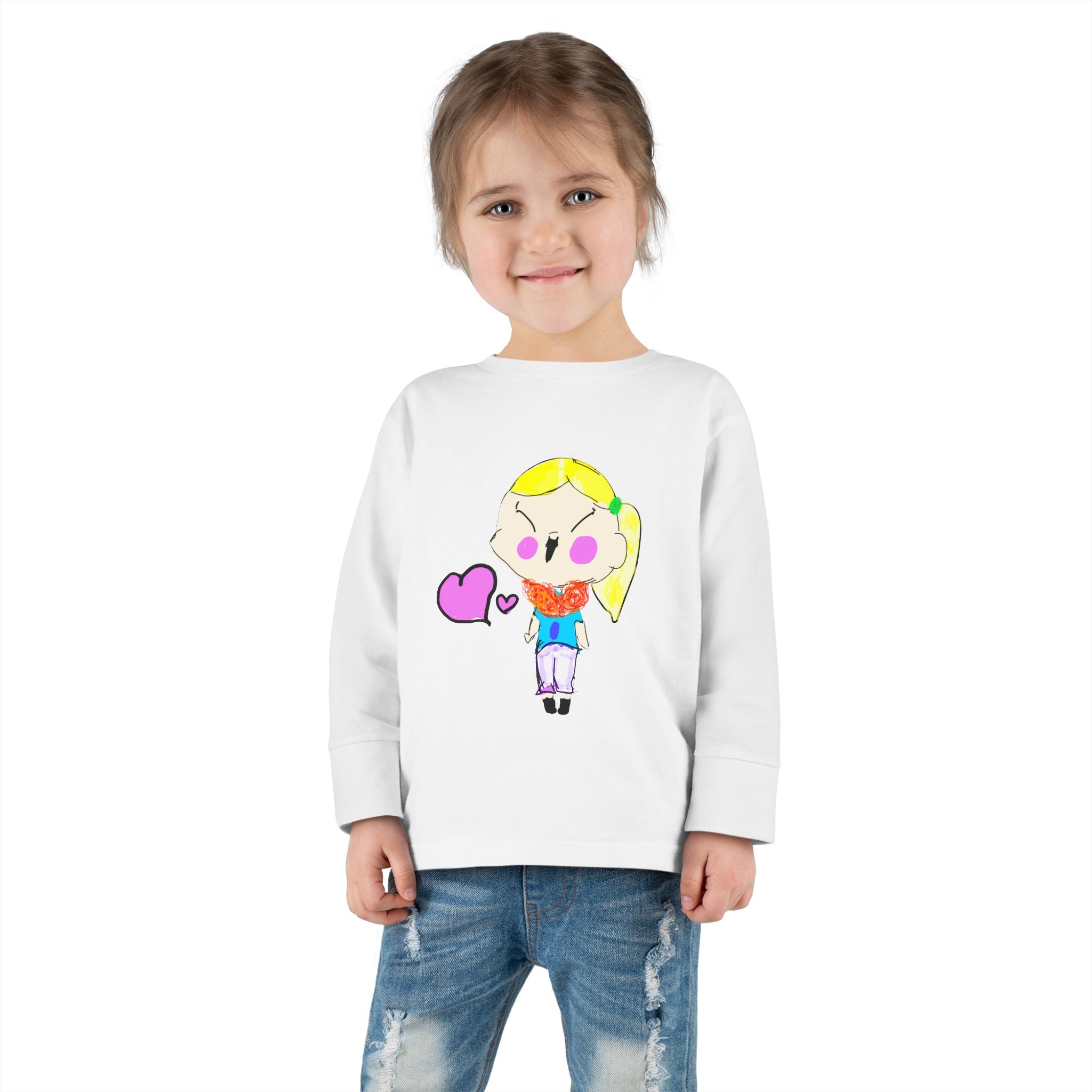 Toddler Long Sleeve Tee — Hand-Drawn Kids Art (8-Year-Old)
