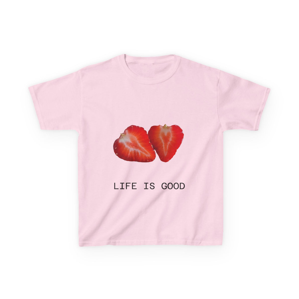 Kids Strawberry Heart Tee — Cute Fruit Graphic Playful Kids T-Shirt