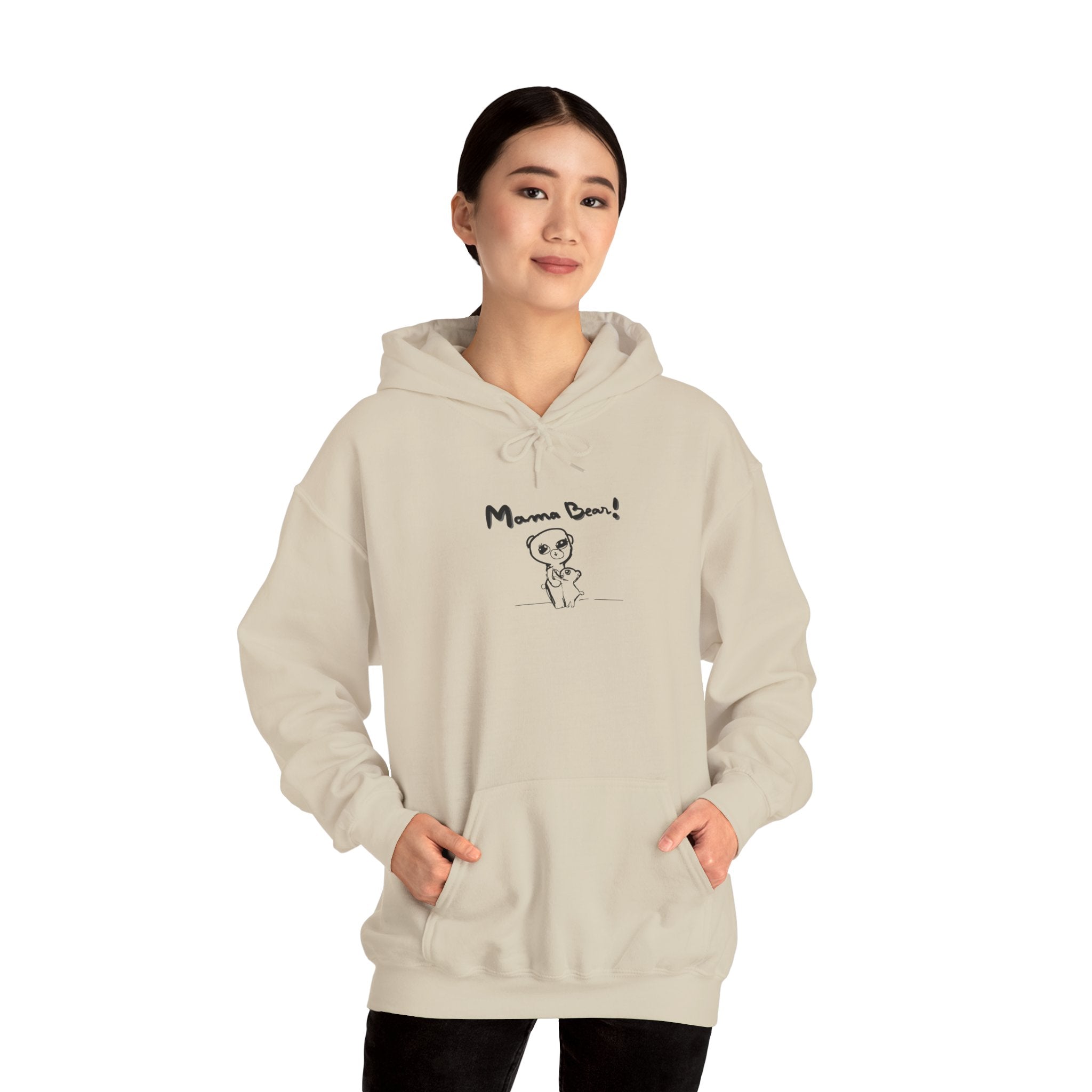 Mom & Child Hand-Drawn Hoodie — Handmade Love Illustration