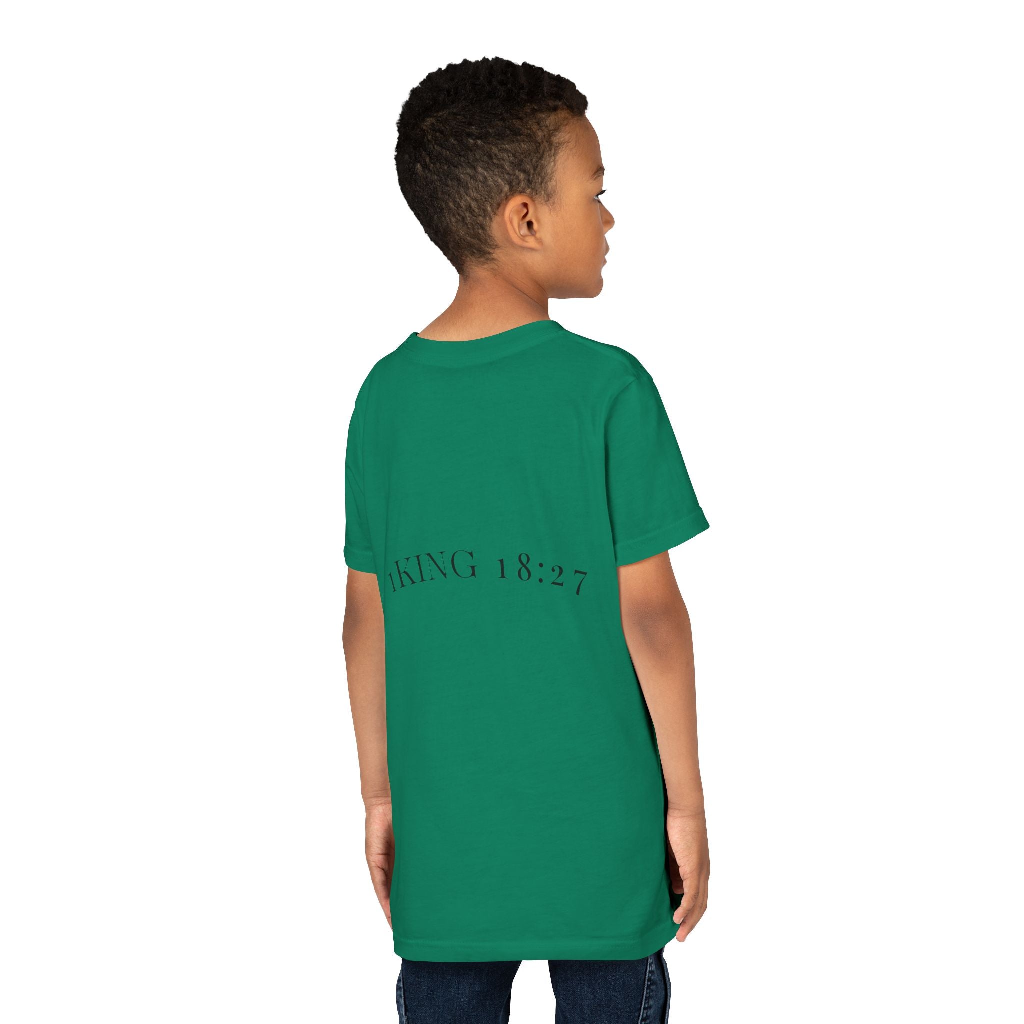 Youth T-Shirt — 1 Kings 18:27 “Don’t Fear Our God Is Strong” (Designed by 12-Year-Old)