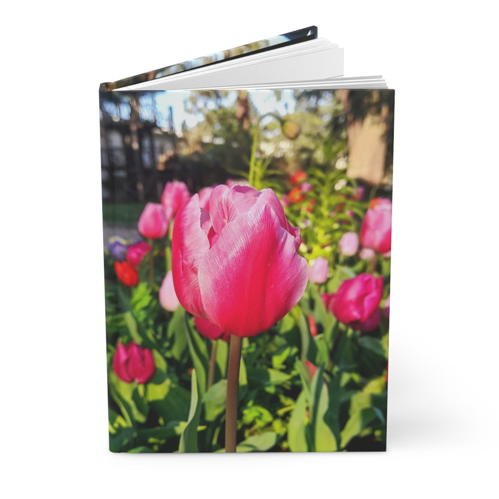 Pink Tulip Hardcover Journal — Floral Photography Notebook for Spring, Gardening & Daily Notes