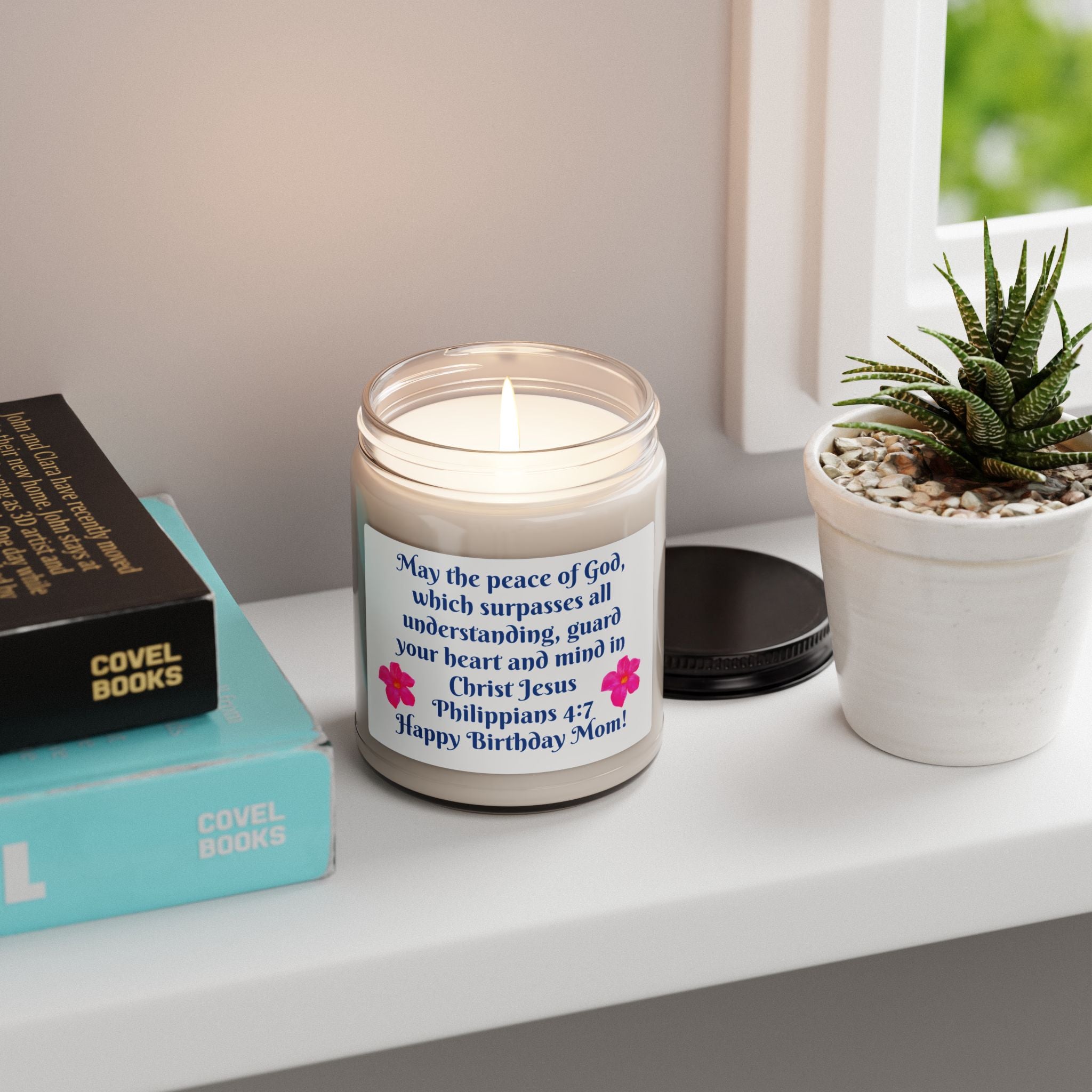 Birthday Mom Soy Candle — "Philippians 4:7" Inspirational Scented Jar (9 oz)