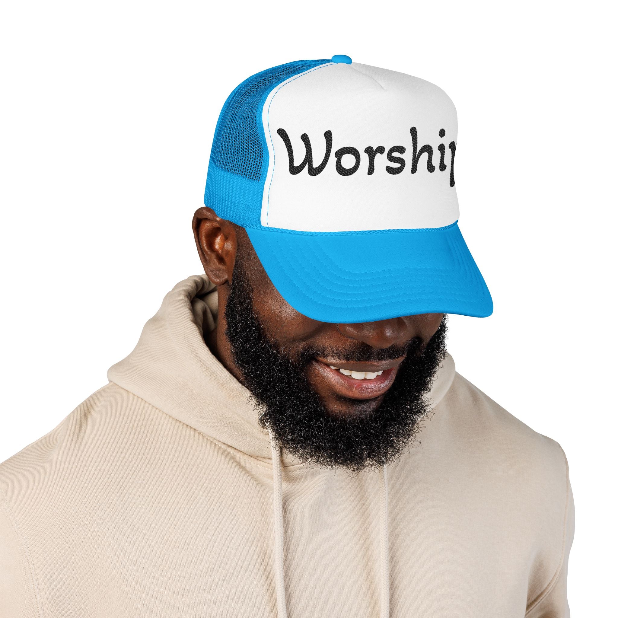 Worship Team Foam Trucker Hat — 'Worship' Church Camp & Service Cap