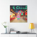 Cute Asian Girl Stretched Canvas Wall Art — Child Artist Design