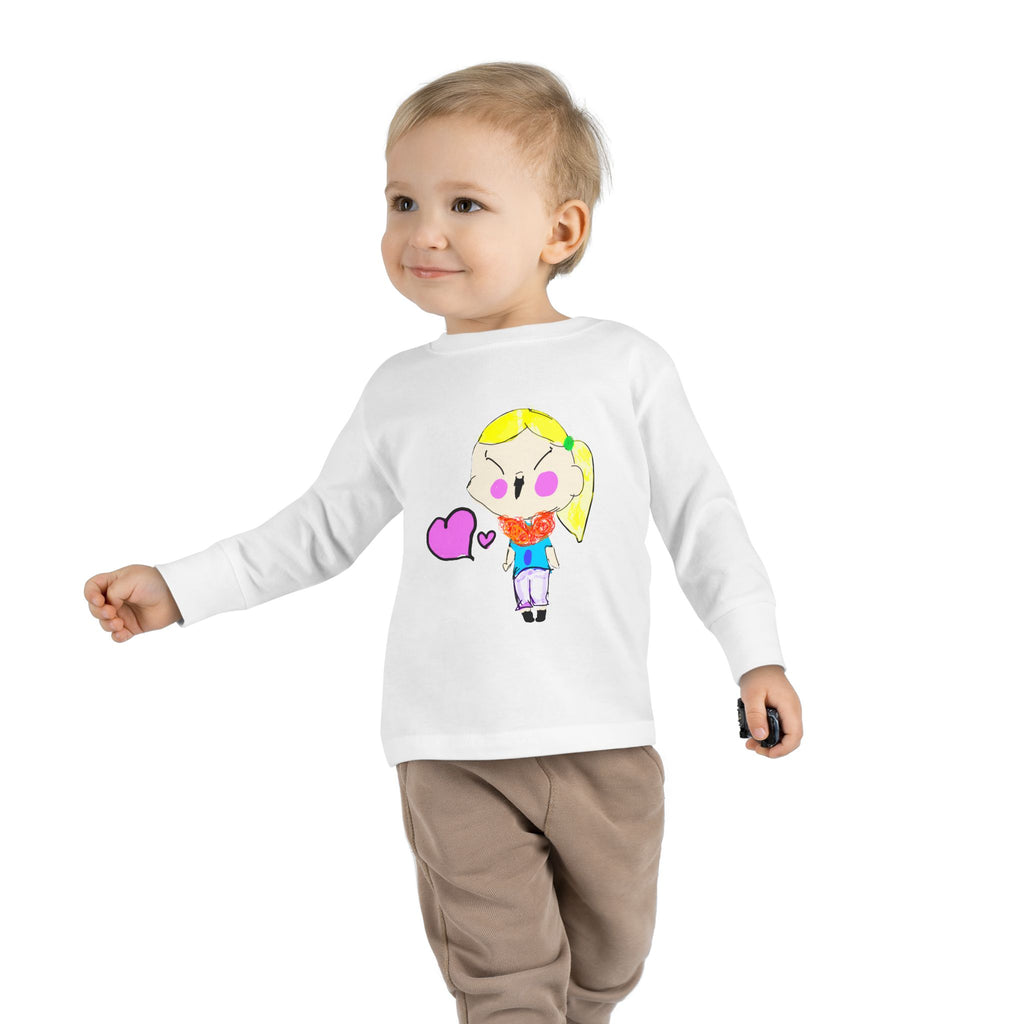 Toddler Long Sleeve Tee — Hand-Drawn Kids Art (8-Year-Old)