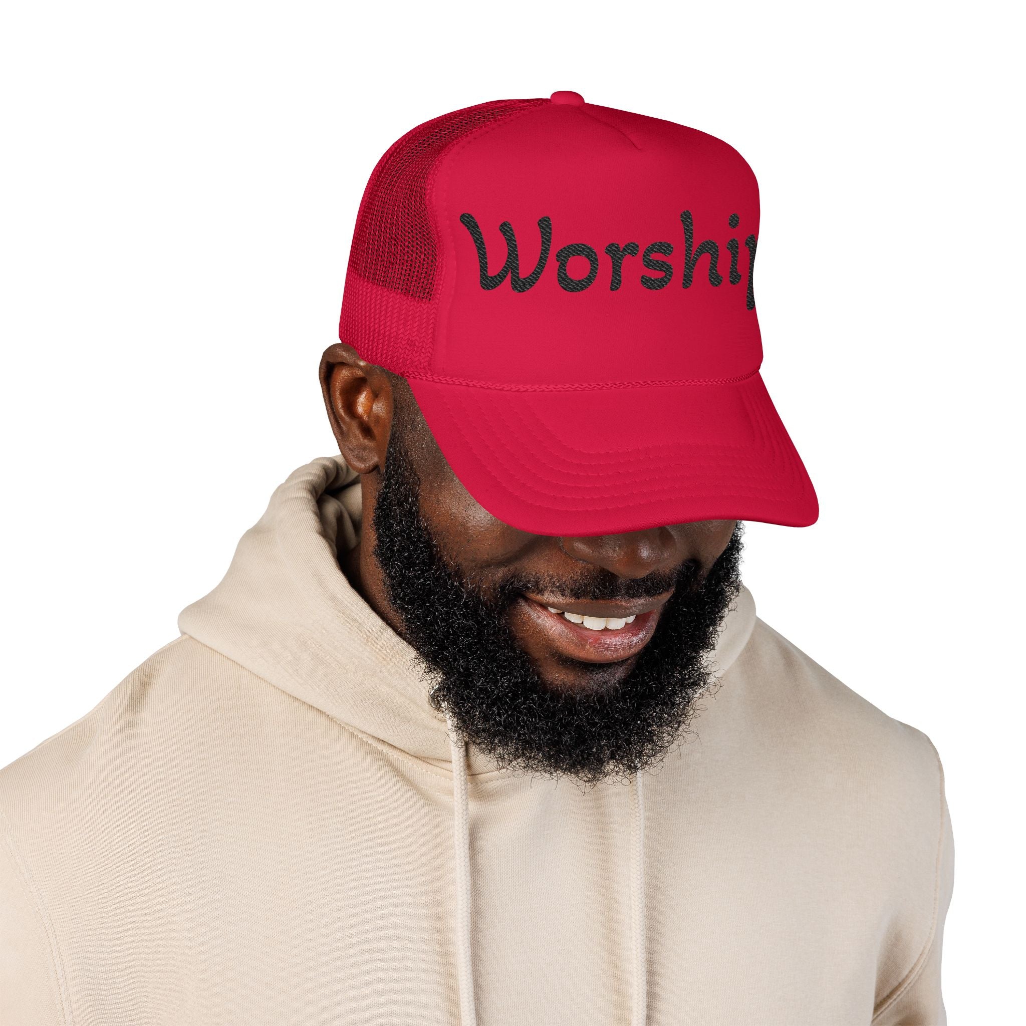 Worship Team Foam Trucker Hat — 'Worship' Church Camp & Service Cap
