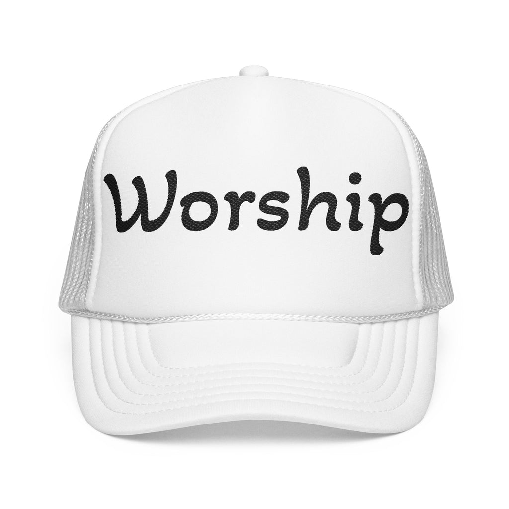 Worship Team Foam Trucker Hat — 'Worship' Church Camp & Service Cap
