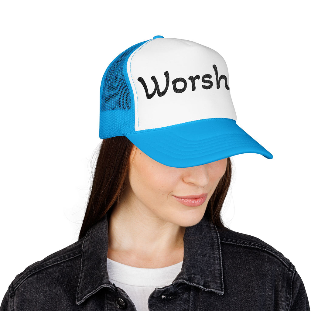 Worship Team Foam Trucker Hat — 'Worship' Church Camp & Service Cap