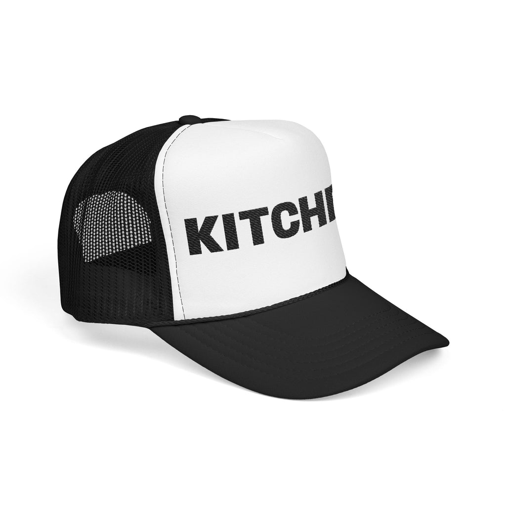 Kitchen Trucker Hat — Retro Foam Front Cap with Bold 'KITCHEN' Text