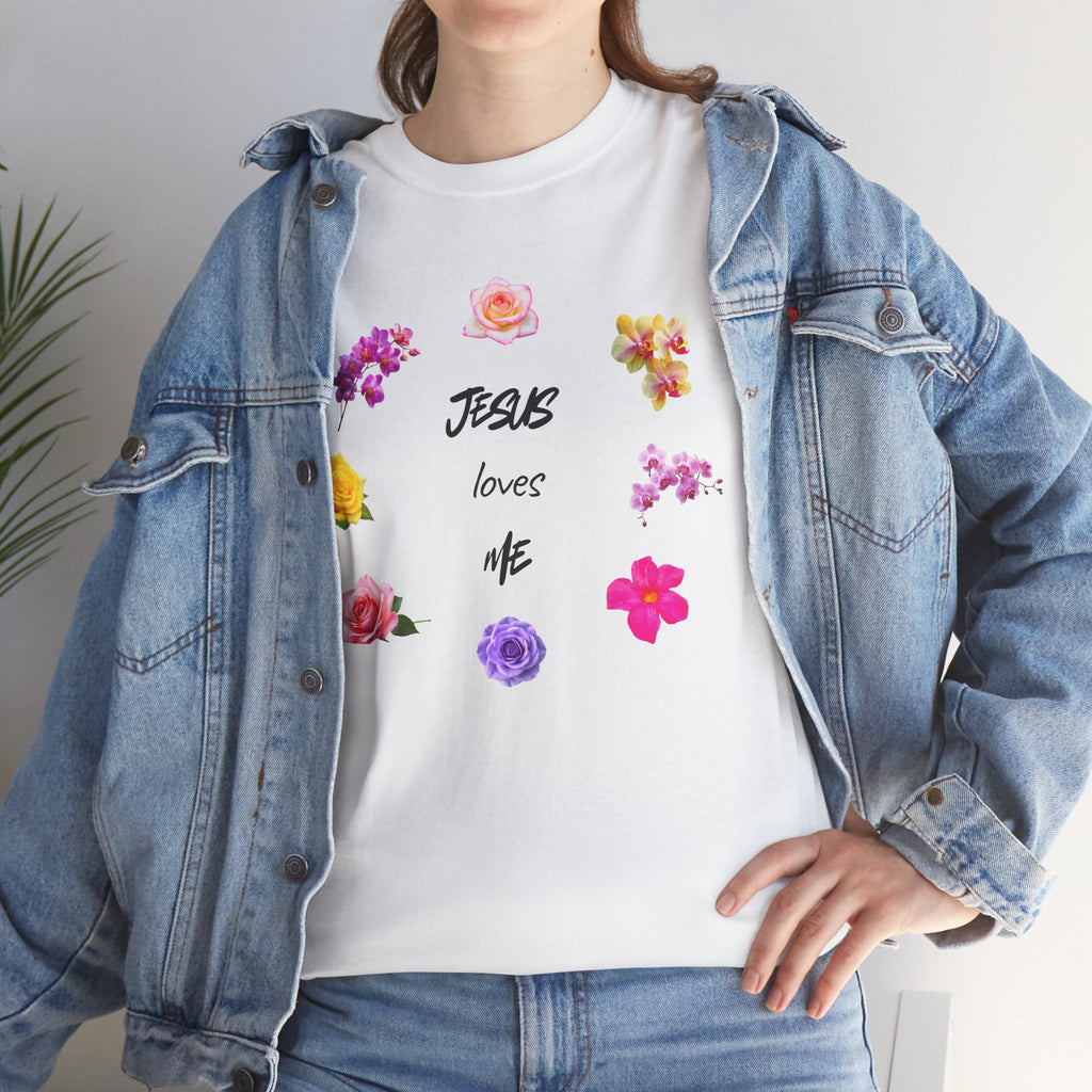 Jesus Loves Me Floral T‑Shirt — Christian Flower Wreath Tee