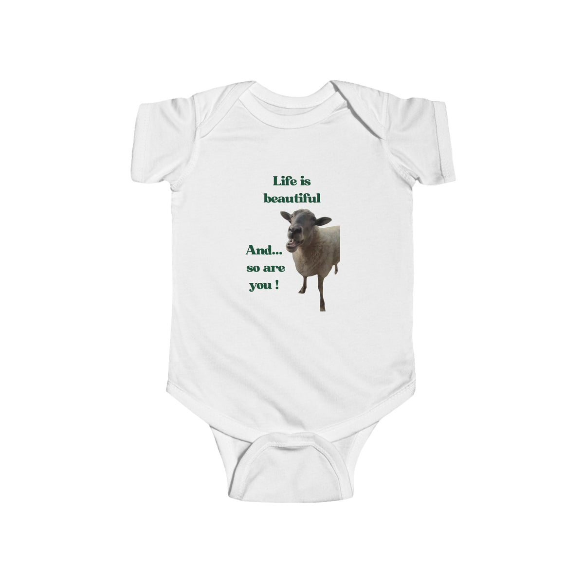 Infant Bodysuit - "Life is beautiful and so are you!" Cute Sheep Baby Onesie