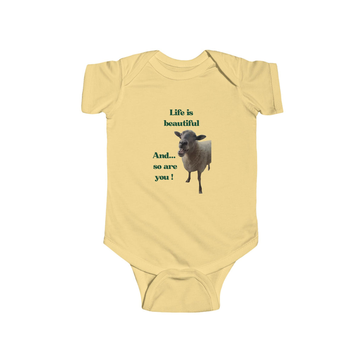Infant Bodysuit - "Life is beautiful and so are you!" Cute Sheep Baby Onesie