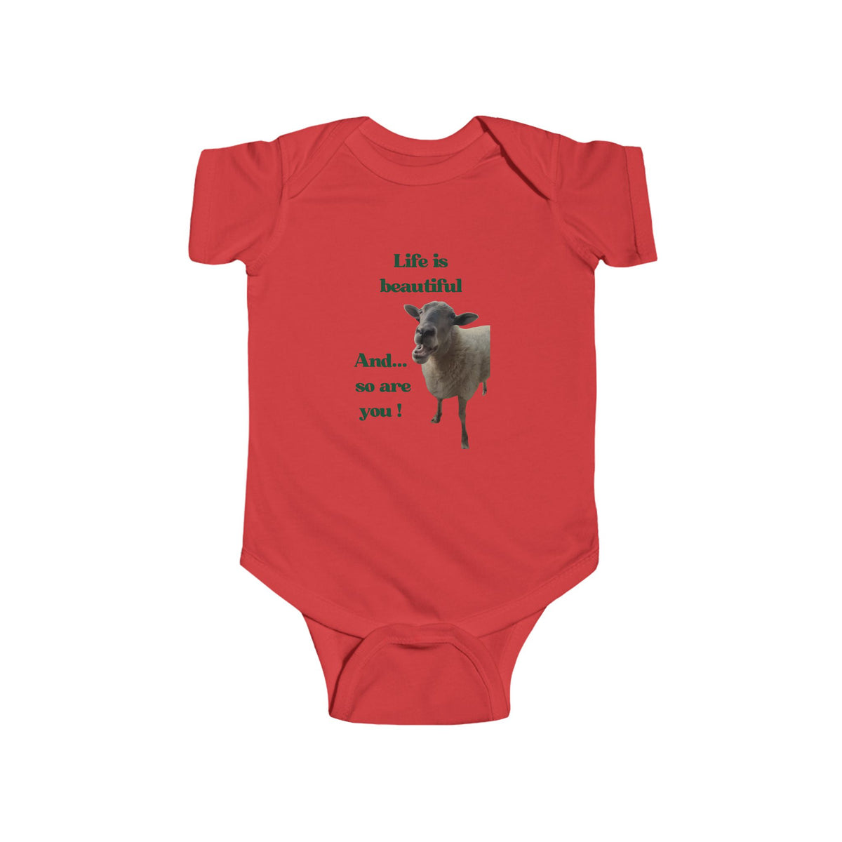 Infant Bodysuit - "Life is beautiful and so are you!" Cute Sheep Baby Onesie
