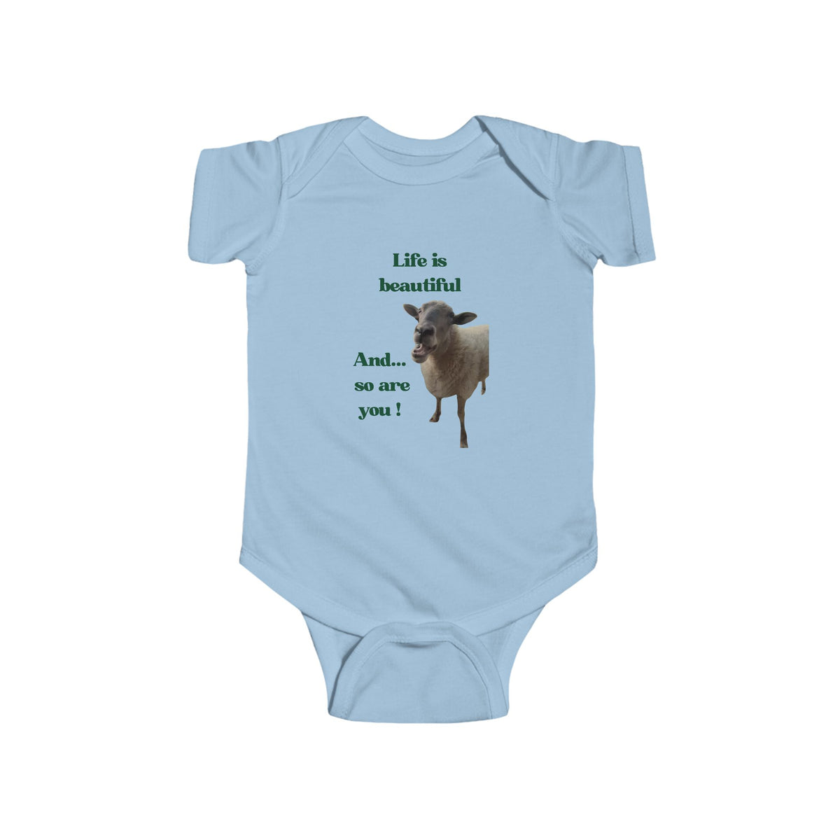 Infant Bodysuit - "Life is beautiful and so are you!" Cute Sheep Baby Onesie
