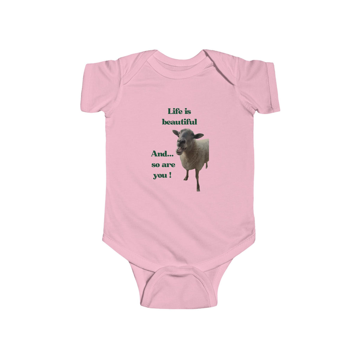 Infant Bodysuit - "Life is beautiful and so are you!" Cute Sheep Baby Onesie