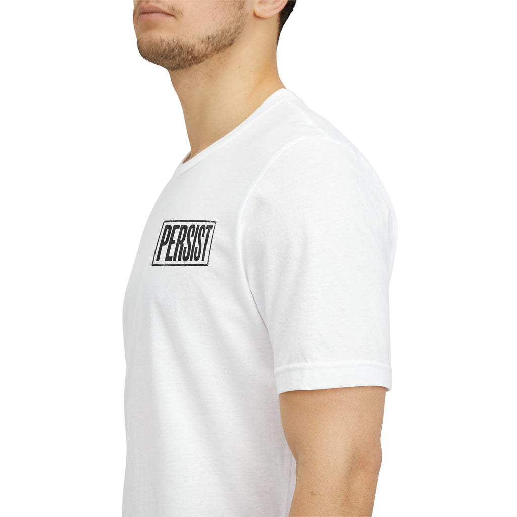 Persist Minimalist T-Shirt — Motivational Chest & Sleeve Graphic Tee