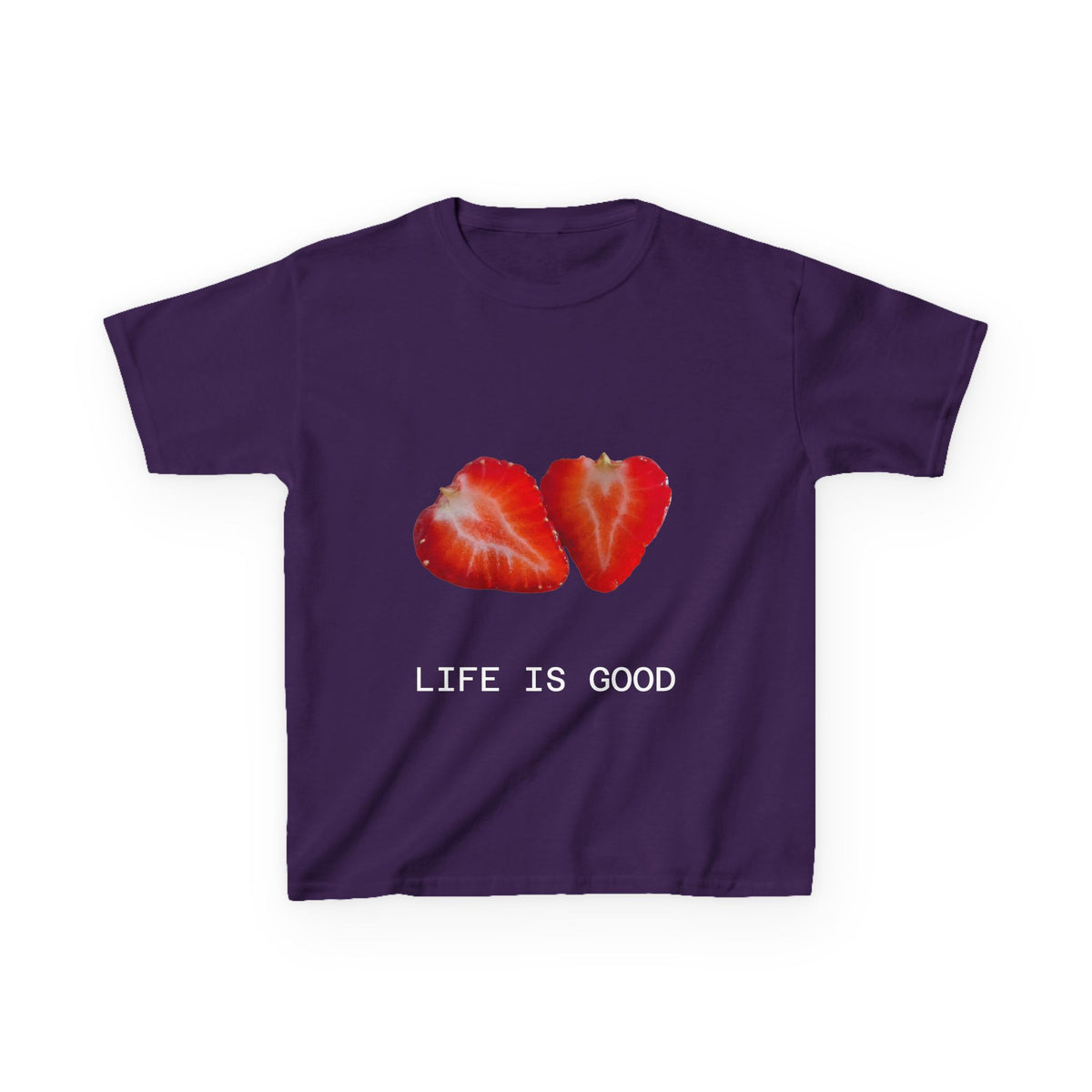 Kids Strawberry Heart Tee — Cute Fruit Graphic Playful Kids T-Shirt